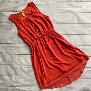 Coral High Low Chiffon Dress